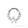 316L SURGICAL STEEL MULTI ROUND CZ STAR RING SEPTUM HINGED SEGMENT HOOP RING